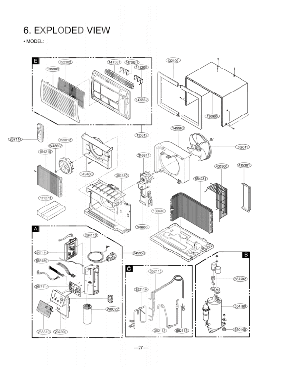 EXPLODED VIEW Diagram and Parts List for LT101CNR AWYBUSH LG Air Conditioner