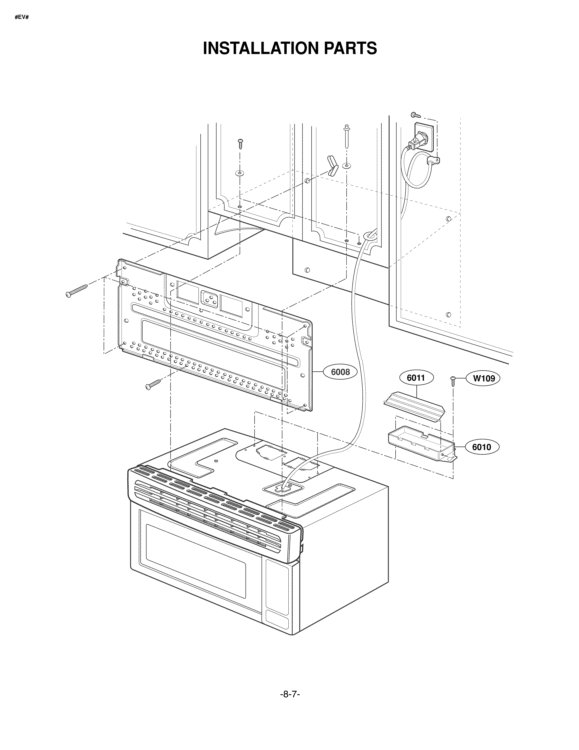 INSTALLATION PARTS Diagram and Parts List for LMV1314SV AB9ELGA LG Microwave