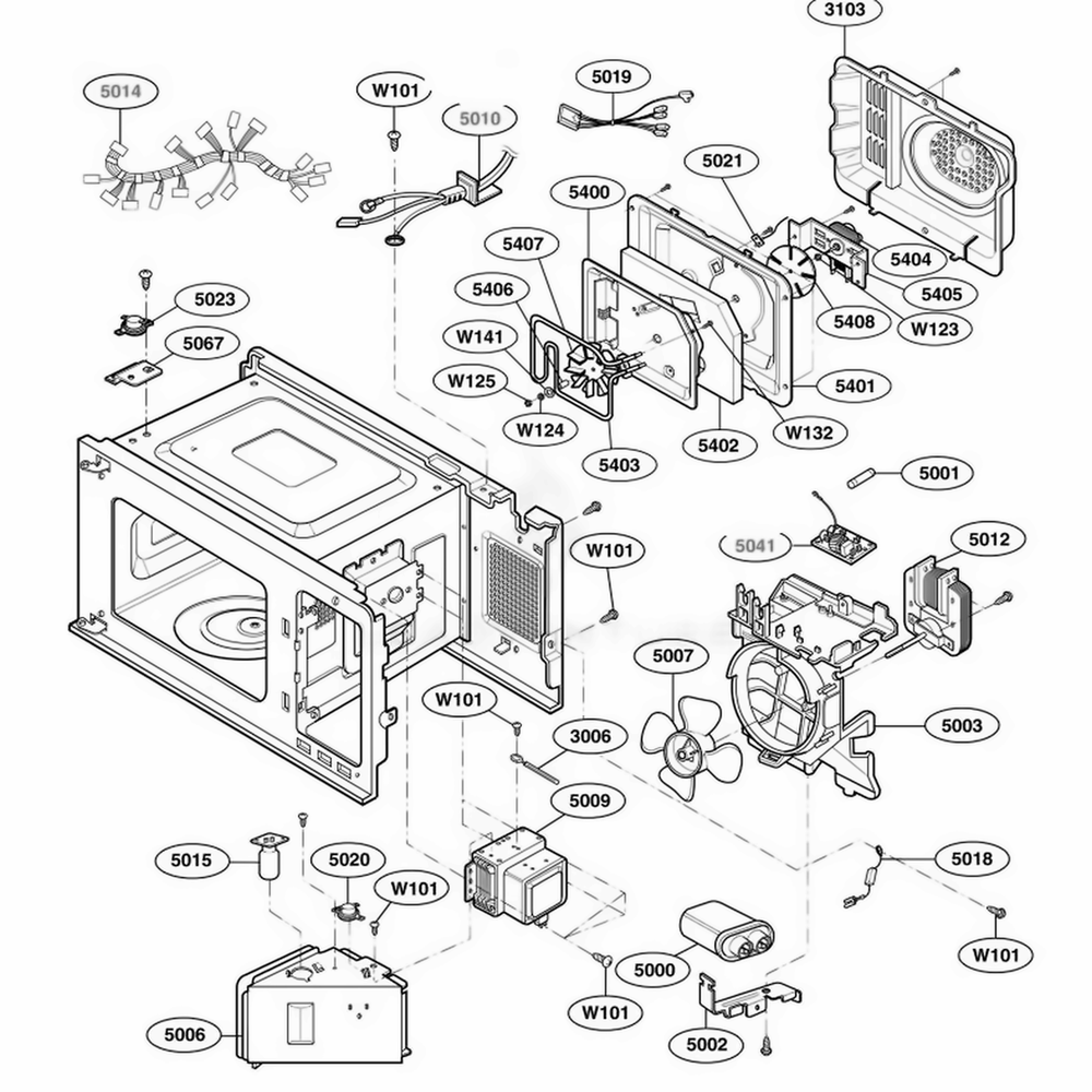 Interior Parts 2 Diagram and Parts List for 64289 ABKESEA LG Wall Oven
