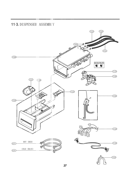 DISPENSER ASSEMBLY Diagram and Parts List for WM2650HWA F12A1FYP LG Washer