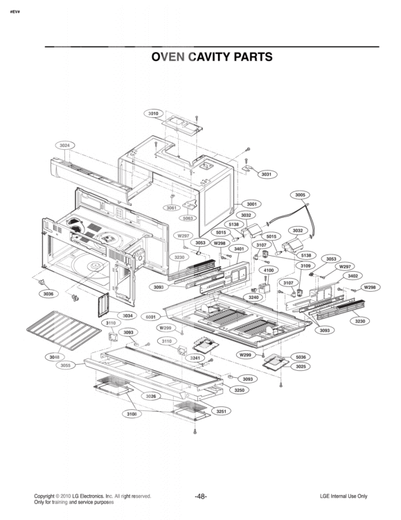 OVEN CAVITY PARTS Diagram and Parts List for LMHM2017SW CWHELGA LG Microwave