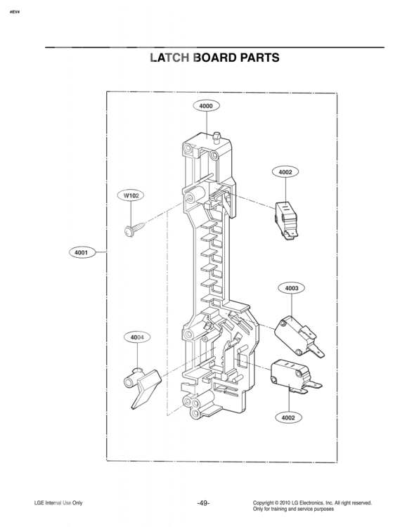 LATCH BOARD PARTS Diagram and Parts List for LMHM2017SW CWHELGA LG Microwave