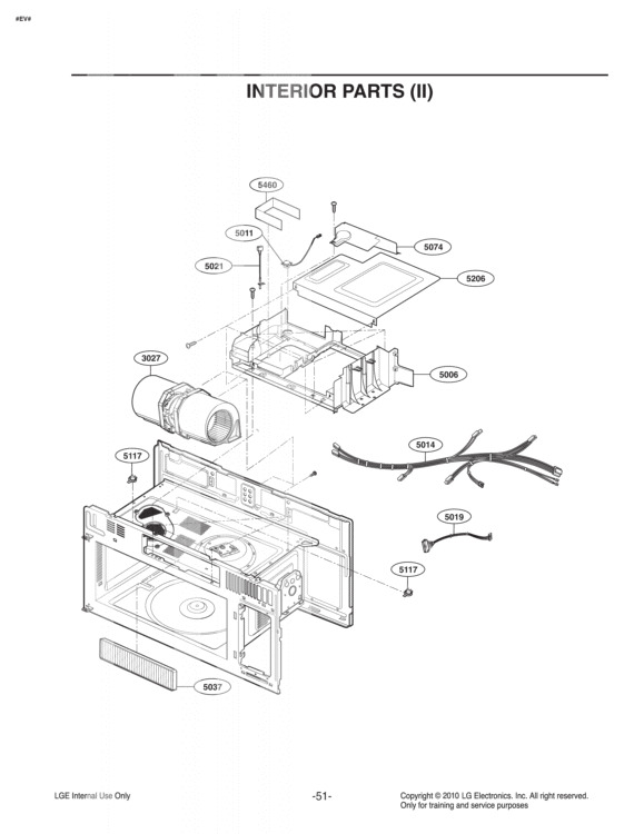 INTERIOR PARTS II Diagram and Parts List for LMHM2017SW CWHELGA LG Microwave