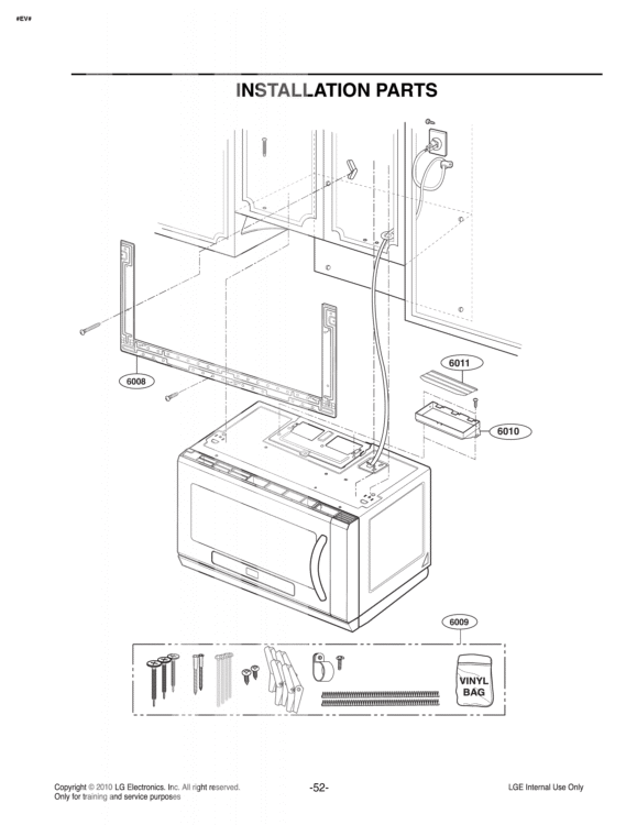 INSTALLATION PARTS Diagram and Parts List for LMHM2017SW CWHELGA LG Microwave