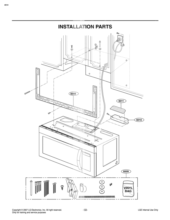 INSTALLATION PARTS Diagram and Parts List for LMV1683ST CSBELGA LG Microwave