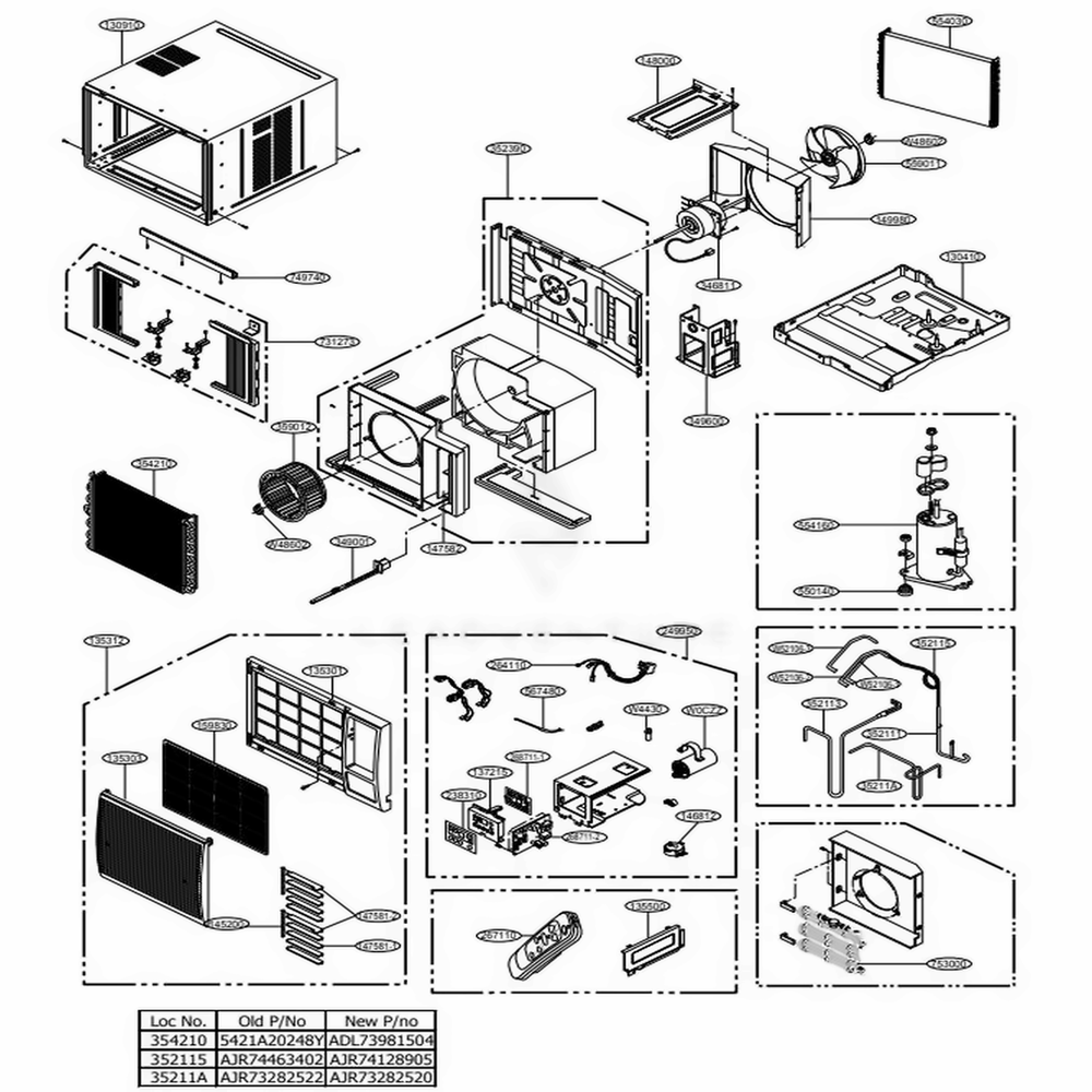 Main Diagram and Parts List for LW2416HR ASWAHDP LG Air Conditioner