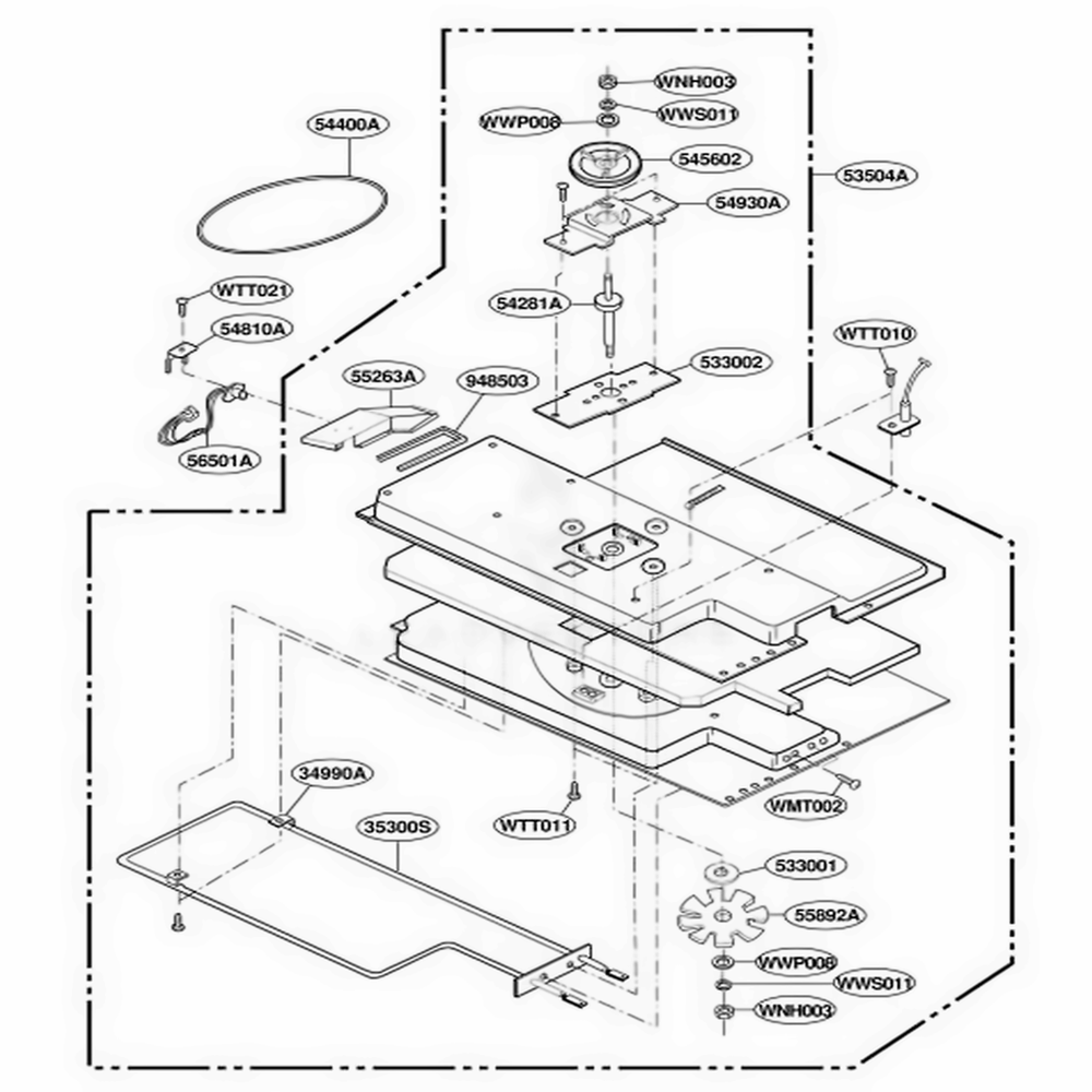 Plate Chamber Assembly Parts Diagram and Parts List for KHMC107EWH MWEKAD LG Wall Oven