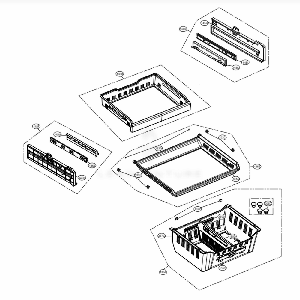 Freezer Parts Diagram and Parts List for LMXC23746D ASBCNA1 LG Refrigerator