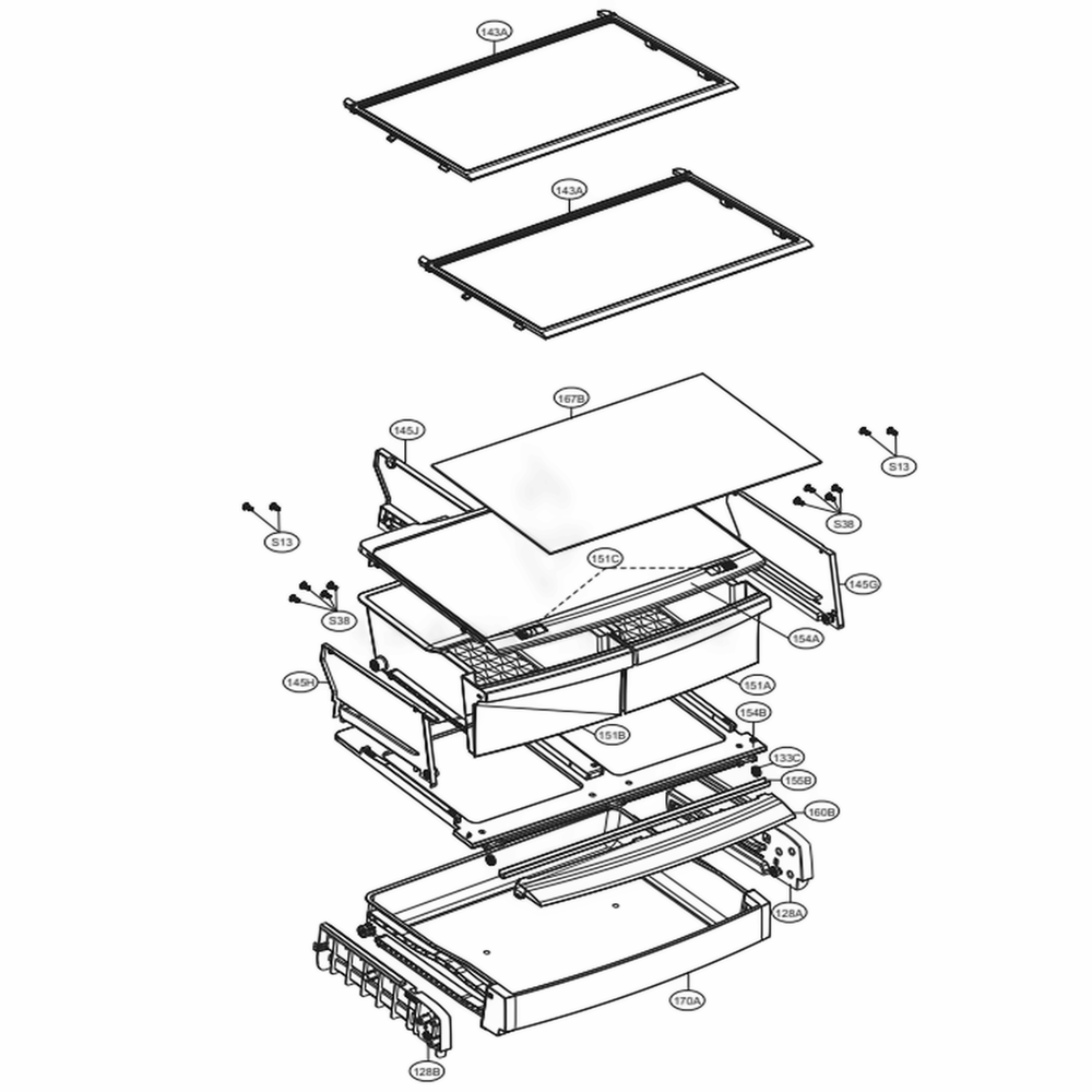Refrigerator Parts Diagram and Parts List for LDCS24223B AWBCNA2 LG Refrigerator