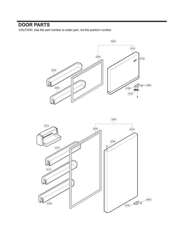 Door Parts Diagram and Parts List for LTCS20120S 00 LG Refrigerator