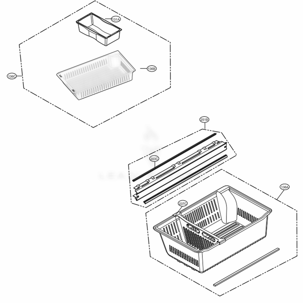 Freezer Parts Diagram and Parts List for LMWS27626S ASTCNA0 LG Refrigerator