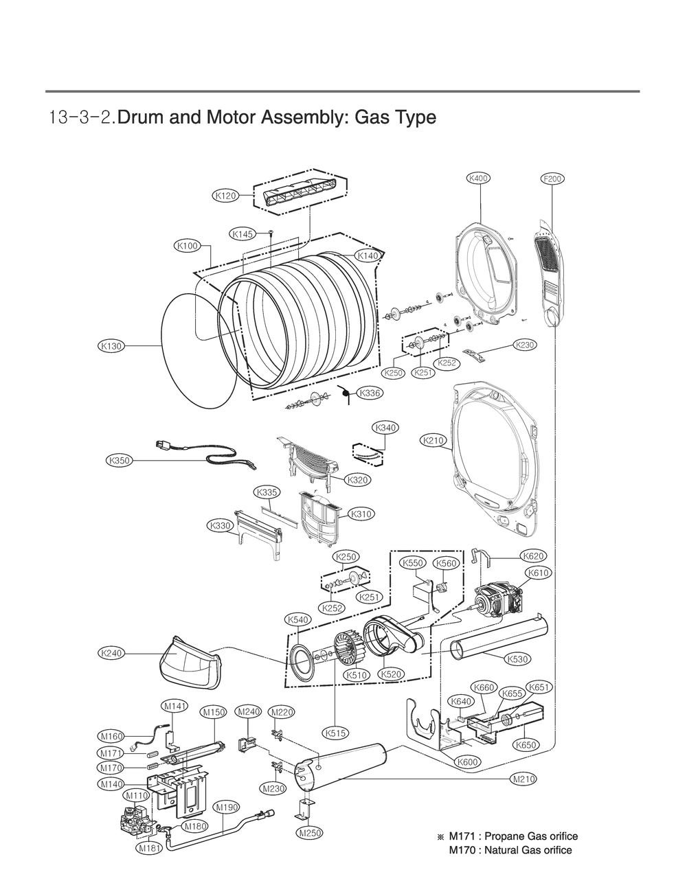 Drum And Motor Assembly Diagram and Parts List for DLG6101M ABMEEUS LG Dryer