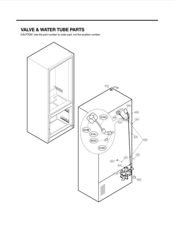 VALVE & WATER TUBE PARTS Diagram and Parts List for LFX31925ST ASTCNA3 LG Refrigerator