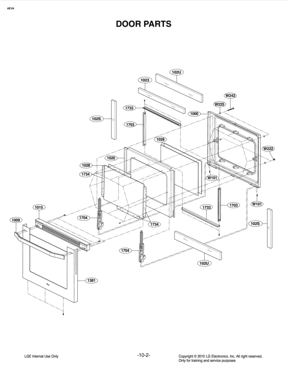 DOOR PARTS Diagram and Parts List for LSES302ST FSTLVKG LG Range