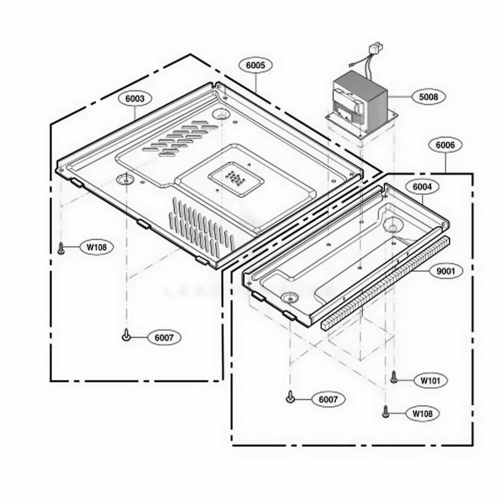 Base Plate Parts Diagram and Parts List for UMC5200AAS ASBEMGR LG Wall Oven