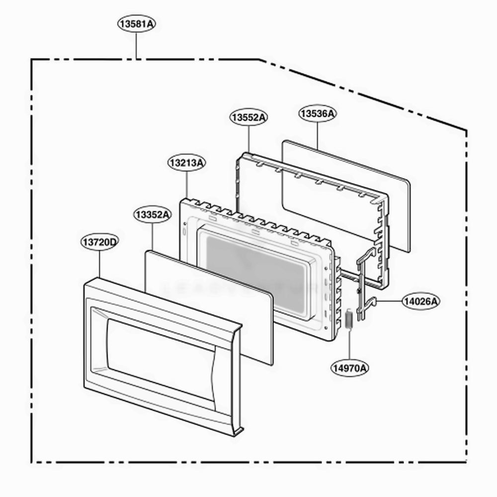 Door Parts Diagram and Parts List for JES735BJ CBKEGEU LG Range