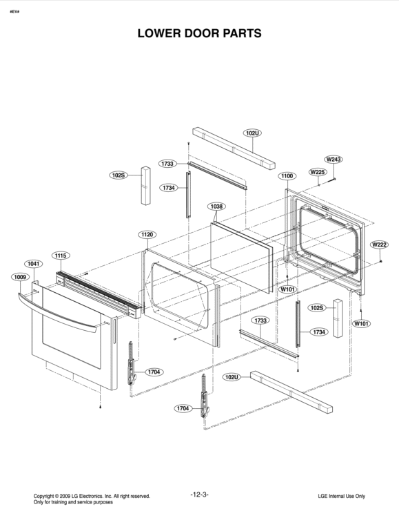 LOWER DOOR PARTS Diagram and Parts List for LDG3016ST FSTELGA LG Range