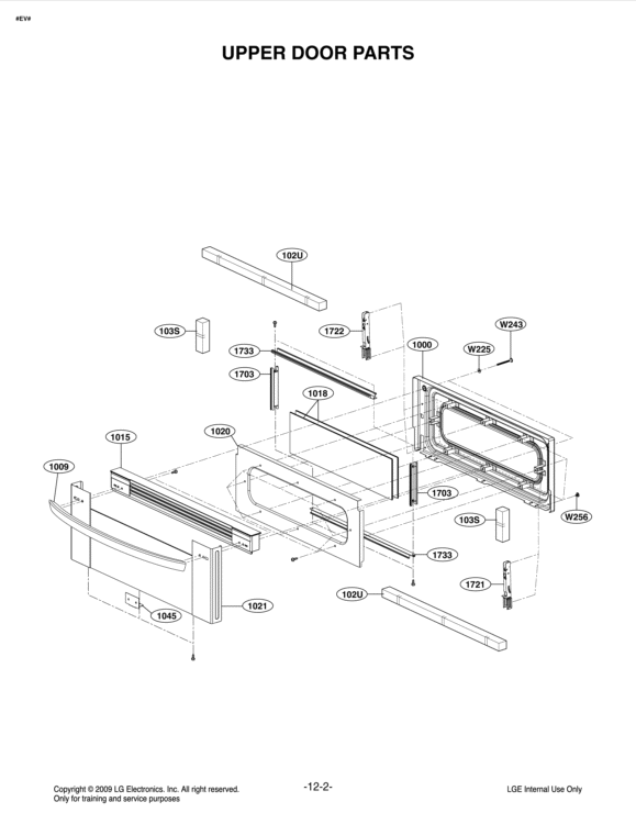 UPPER DOOR PARTS Diagram and Parts List for LDG3011ST FSTELGA LG Range
