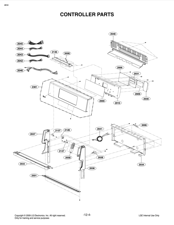 CONTROLLER PARTS Diagram and Parts List for LDG3011ST FSTELGA LG Range