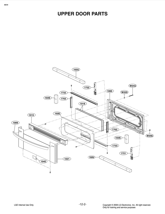 UPPER DOOR PARTS Diagram and Parts List for LDG3017ST FSTELGA LG Range