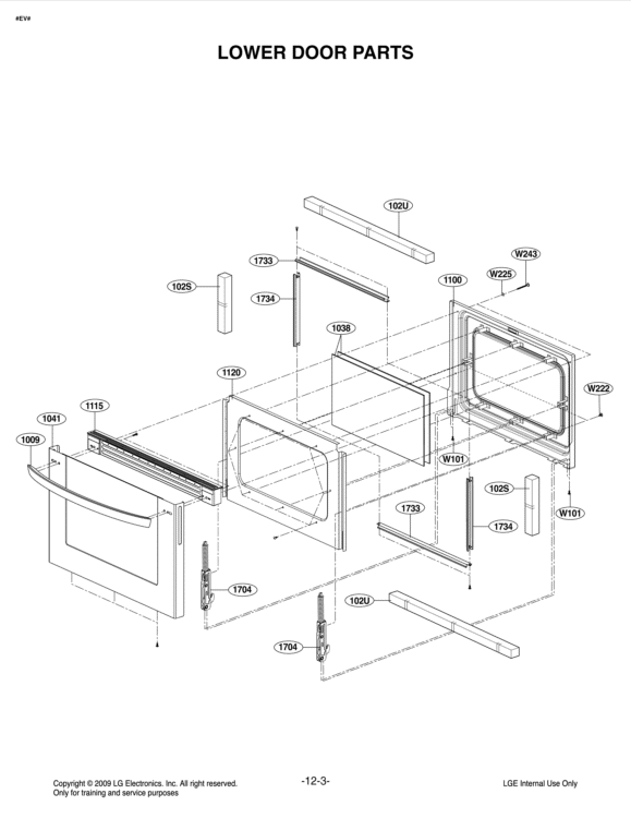 LOWER DOOR PARTS Diagram and Parts List for LDG3017ST FSTELGA LG Range