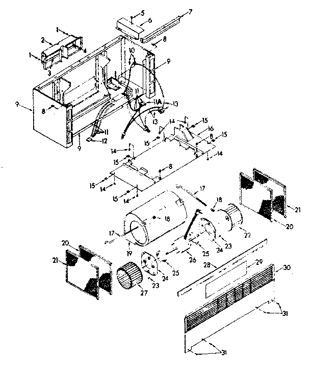Blower Module Diagram and Parts List for 2338498450  Kenmore Range Hood