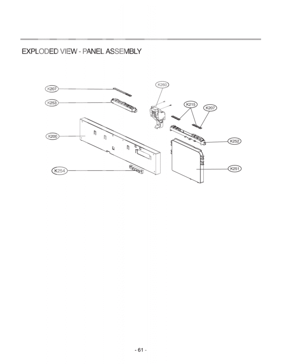 EXPLODED VIEW  PANEL ASSEMBLY Diagram and Parts List for LDF8072ST ASTEEUS LG Dishwasher