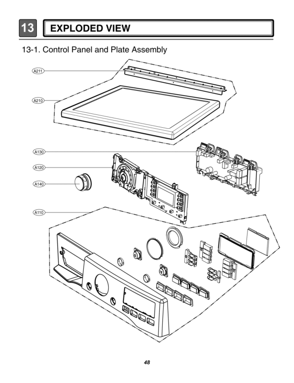 EXPLODED VIEW   Control Panel and Plate Assembly Diagram and Parts List for DLEX3470V ASSEEUS LG Dryer