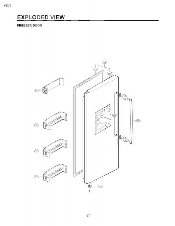 FREEZER DOOR EXPLODED VIEW Diagram and Parts List for LSC26905SW ASWCLGA LG Refrigerator