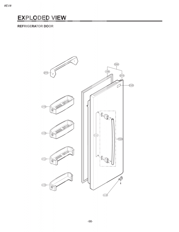 REFRIGERATOR DOOR EXPLODED VIEW Diagram and Parts List for LSC26905SW ASWCLGA LG Refrigerator