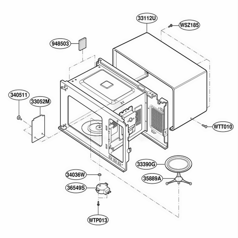 Oven Cavity Parts Diagram and Parts List for JE1340GB SGEGEU LG Range