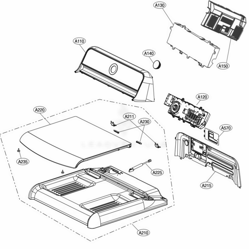 Control Panel And Plate Assembly Diagram and Parts List for DLEX7700WE ABWEEUS LG Dryer