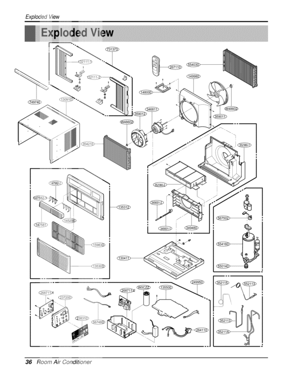 Room Air Conditioner Exploded View Exploded View Diagram and Parts List for 123786 AWYAUSH LG Air Conditioner