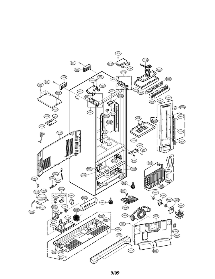 Case Parts Diagram and Parts List for LMC25780SB  LG Refrigerator