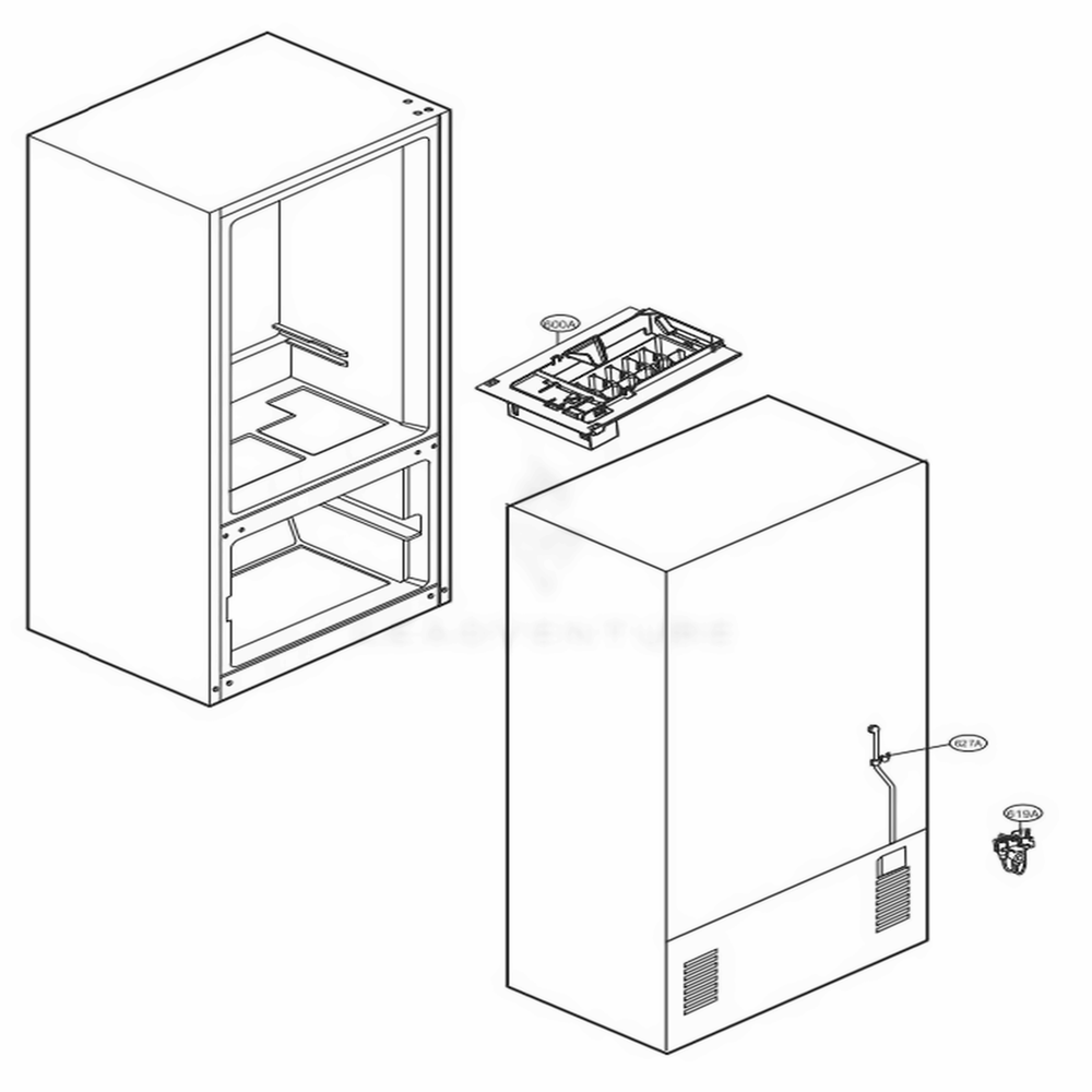 Ice Maker Parts Diagram and Parts List for LFC22770SB AWBCNA1 LG Refrigerator