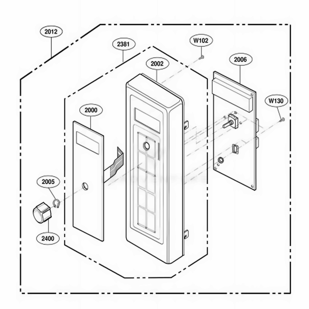 Control Panel Parts 2 Diagram and Parts List for DES11EA AGRQMTR LG Range