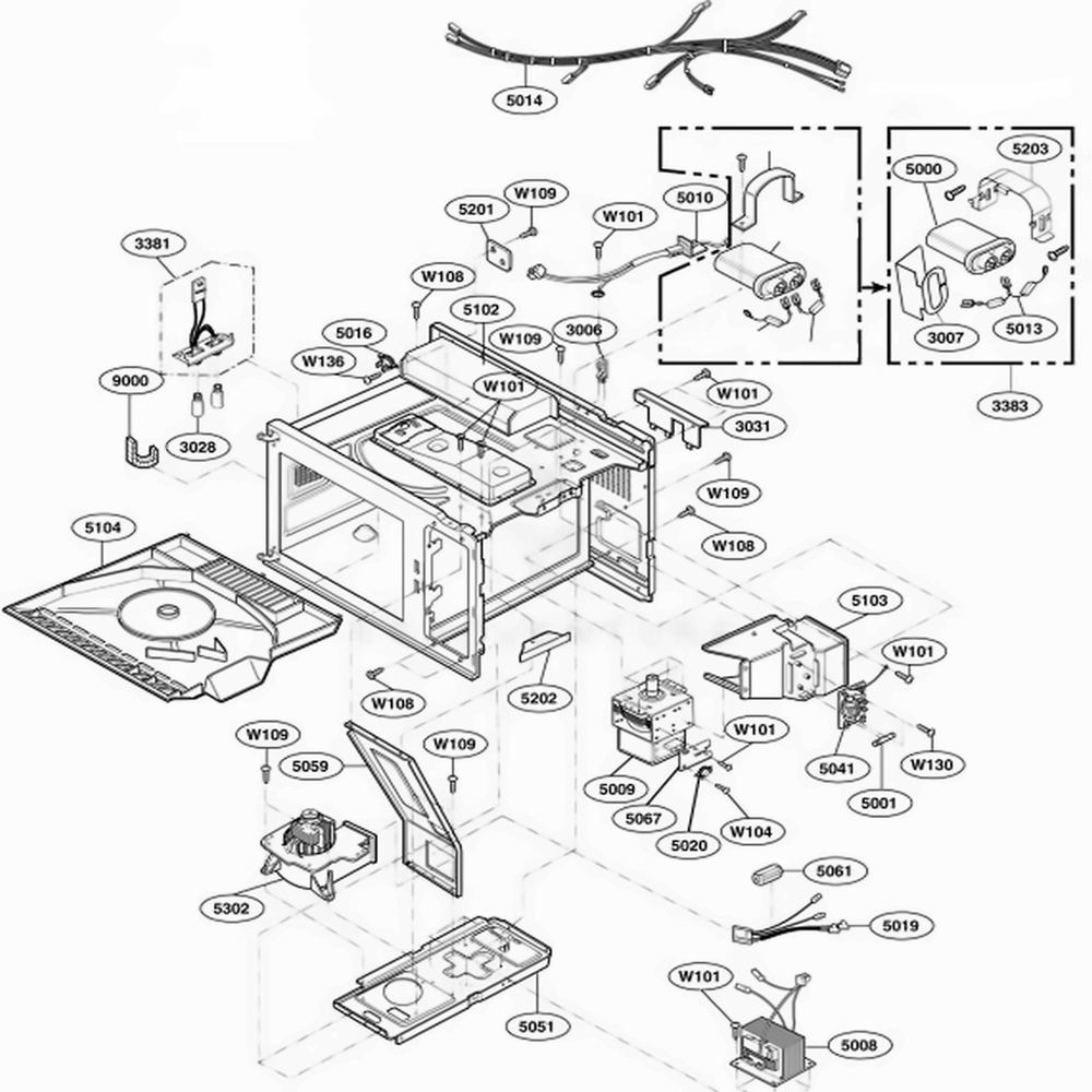Interior Parts Diagram and Parts List for DFS11EA ASTQMTR LG Range