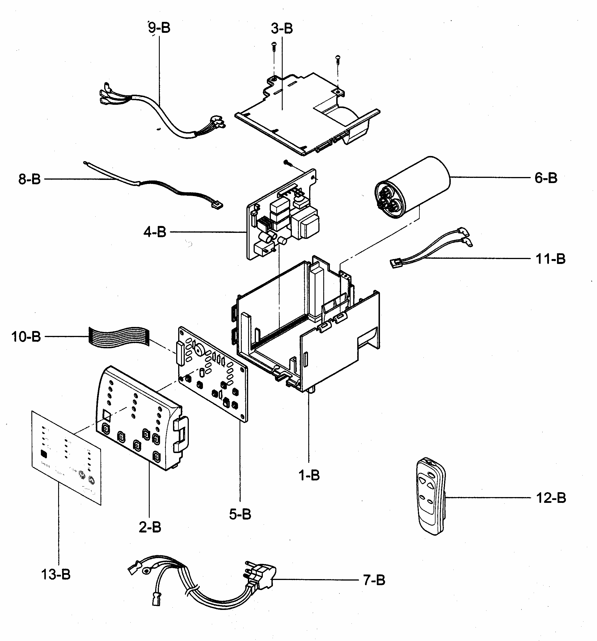 Control Box Assy Diagram and Parts List for 58074122400  Kenmore Air Conditioner