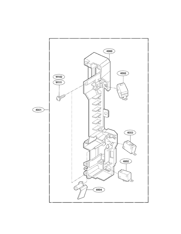 Latch Board Parts Diagram and Parts List for MV1604ST01  LG Microwave