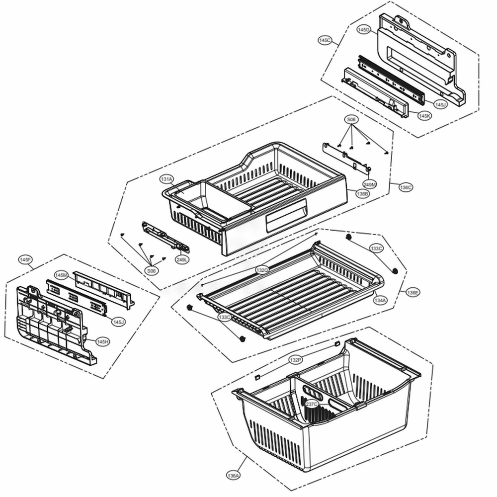 Freezer Parts Diagram and Parts List for LFXC24726D ASBCNA2 LG Refrigerator