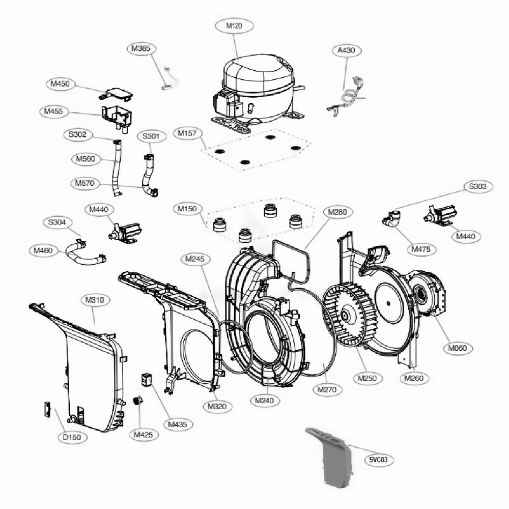 Main 6 Diagram and Parts List for S3BERB ALBEEUS LG Steamer