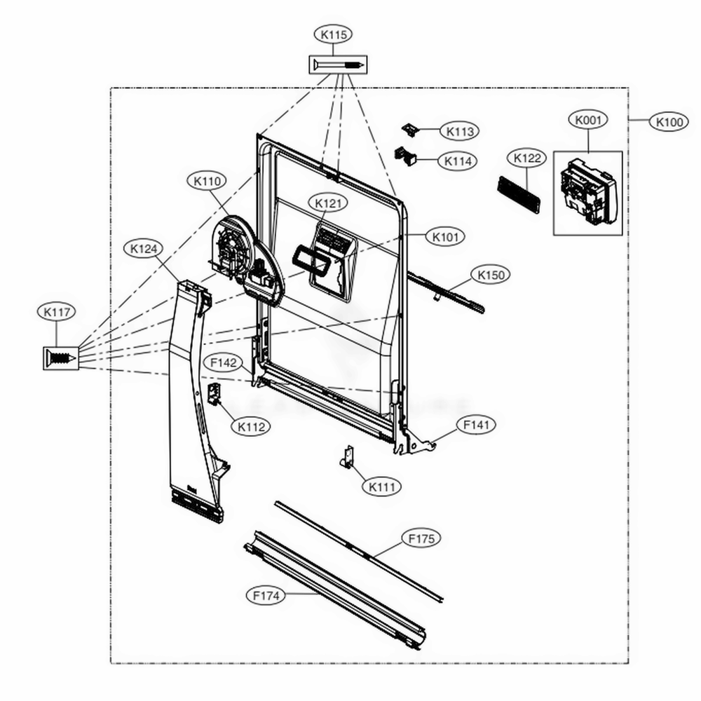Door Liner Assembly Diagram and Parts List for LDT7808SS ASSESNA LG Dishwasher
