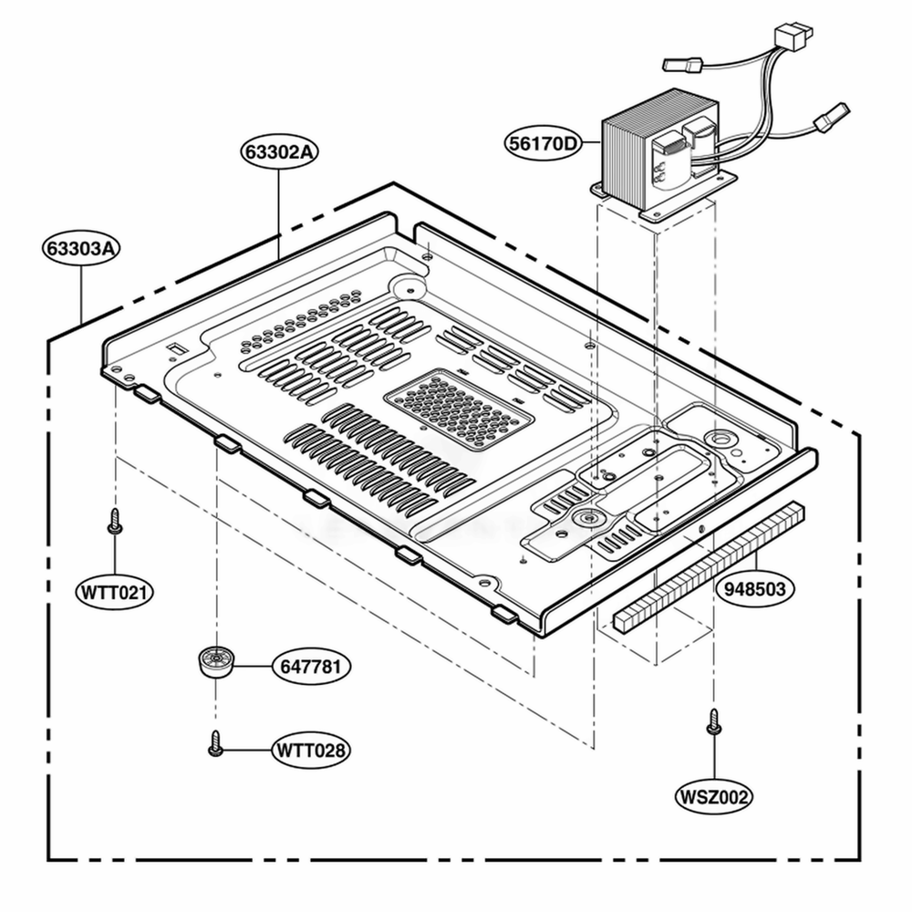 Base Plate Parts Diagram and Parts List for MT4110SKB2 CB2EWRP LG Range