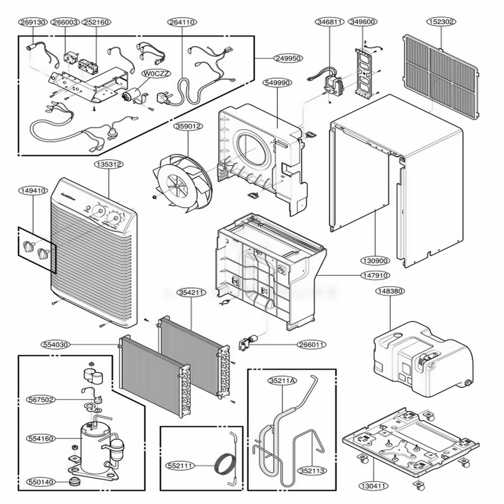 Main Diagram and Parts List for DH5010B WYCUSA LG Air Conditioner