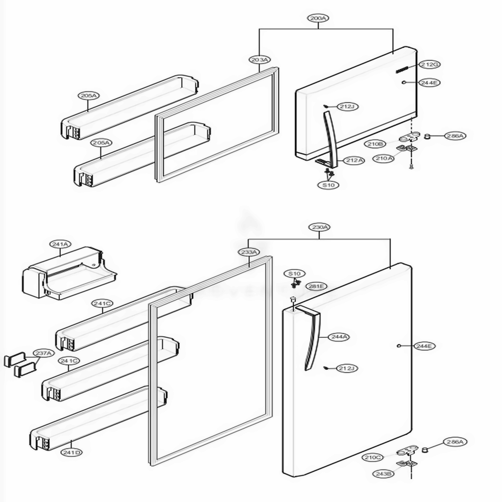 Door Parts Diagram and Parts List for 78033 ASTCSE5 LG Refrigerator