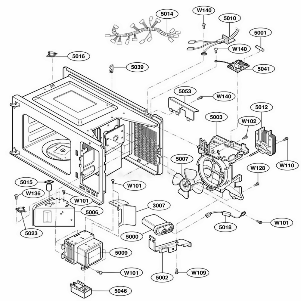 Interior Parts Diagram and Parts List for LD10MP AGREAMA LG Wall Oven