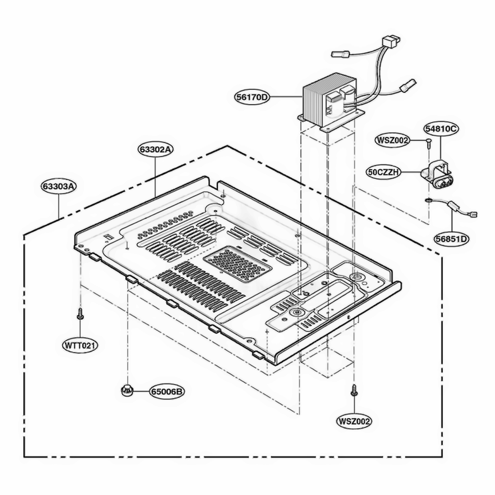 Base Plate Parts Diagram and Parts List for YMT4070SKQ KWHEWPC LG Wall Oven