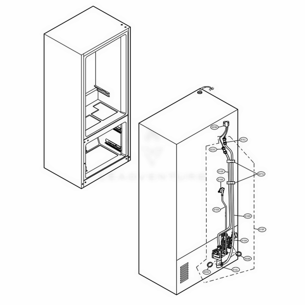 Valve And Water Tube Parts Diagram and Parts List for LRFVC2406S ASTCNA1 LG Refrigerator