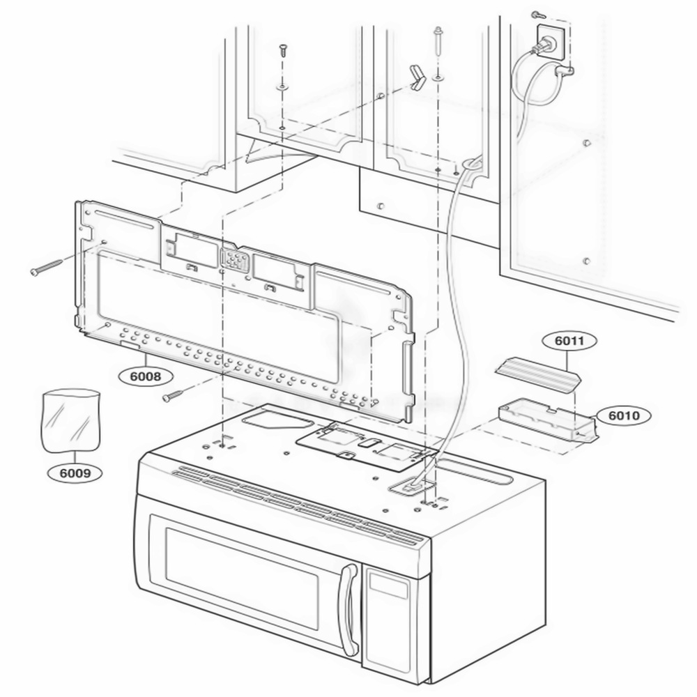 Installation Parts Diagram and Parts List for LMV1825SW AWHELGA LG Range