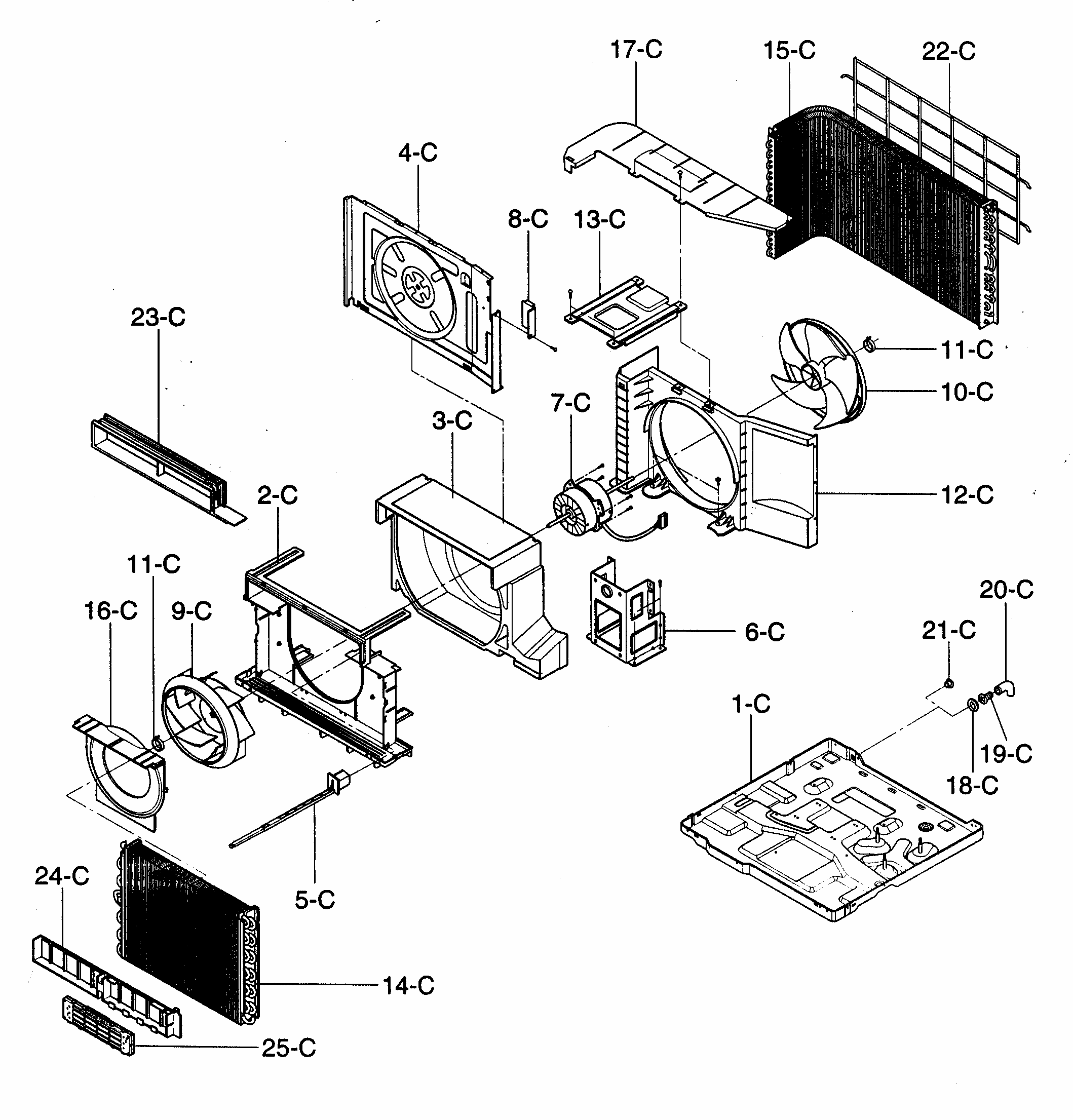 Air Handling/cycle Parts Diagram and Parts List for 58073189300  Kenmore Air Conditioner
